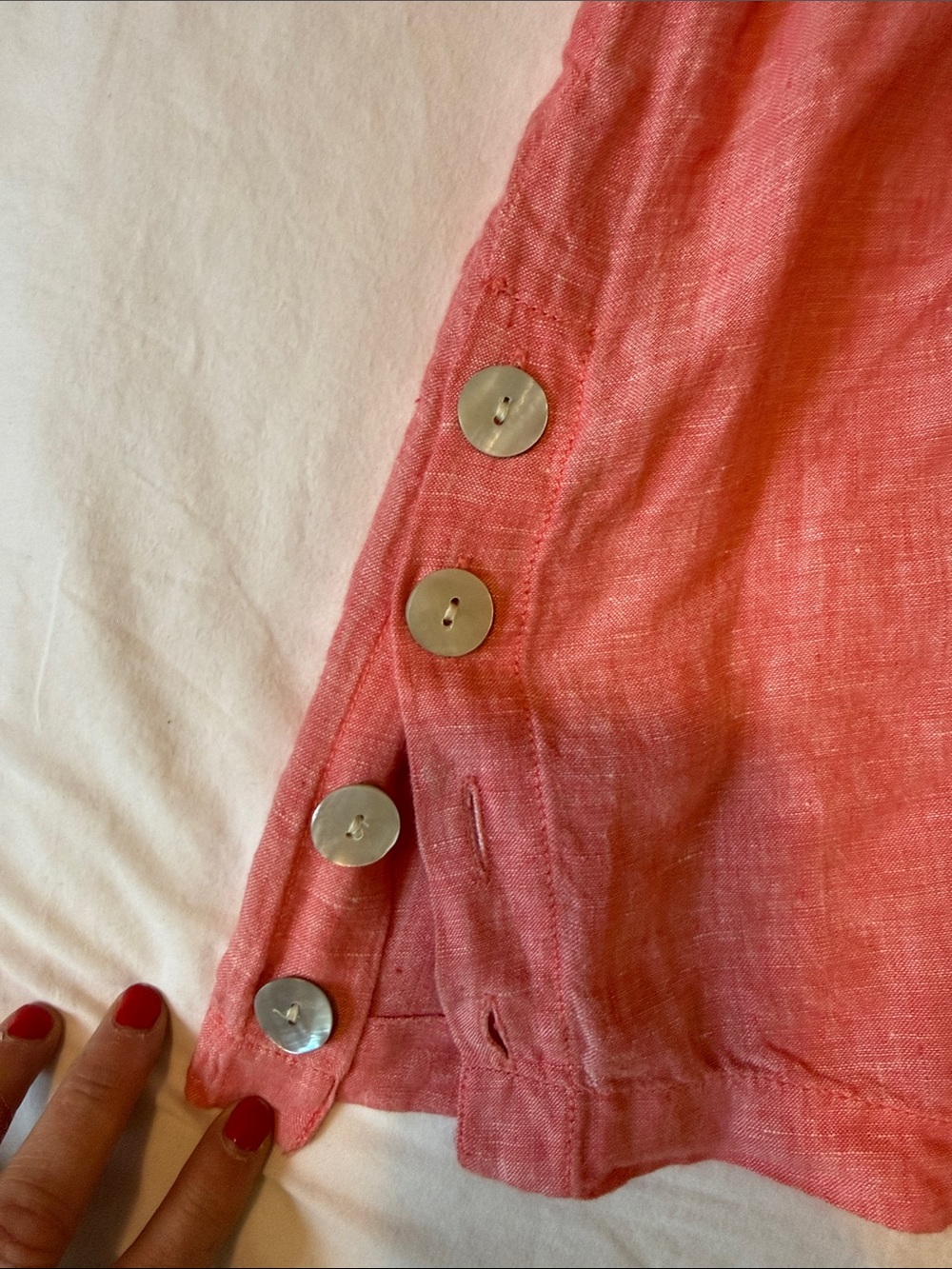 Tahari Coral/ Pink V-Neck Linen Blouse size 2x like new - Picture 4 of 8